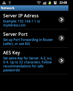 Network setup Network setup